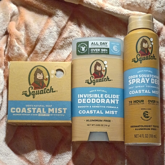 Dr. Squatch Other - DR SQUATCH (3) COASTAL MIST SPRAY DEODORANT INVISIBLE DEODORANT & SOAP 🧼